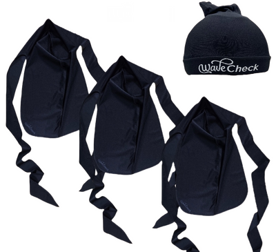 Wave Check Family Pack ( 3 W.C. Triple Black Cozy Rags + 1 Wave Cap)
